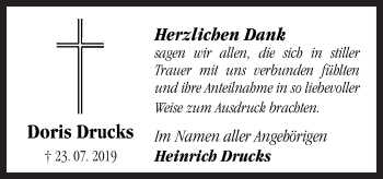 Traueranzeige von Doris Drucks von Neue Osnabrücker Zeitung GmbH & Co. KG