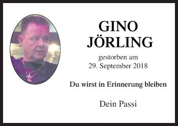 Traueranzeige von Gino Jörling von Neue Osnabrücker Zeitung GmbH & Co. KG