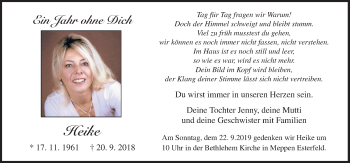 Traueranzeige von Heike Gruber von Neue Osnabrücker Zeitung GmbH & Co. KG