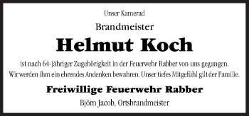 Traueranzeige von Helmut Koch von Neue Osnabrücker Zeitung GmbH & Co. KG