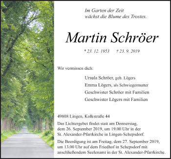 Traueranzeige von Martin Schröer von Neue Osnabrücker Zeitung GmbH & Co. KG