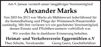 Traueranzeige von Alexander Marks von Neue Osnabrücker Zeitung GmbH & Co. KG