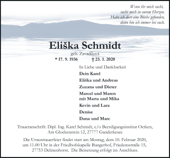 Traueranzeige von Eligka Schmidt von Neue Osnabrücker Zeitung GmbH & Co. KG