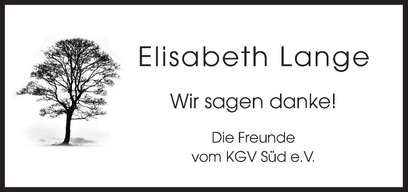  Traueranzeige für Elisabeth Lange vom 17.01.2020 aus Neue Osnabrücker Zeitung GmbH & Co. KG