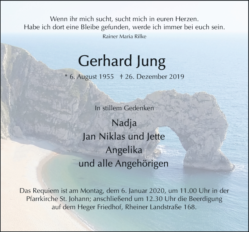  Traueranzeige für Gerhard Jung vom 02.01.2020 aus Neue Osnabrücker Zeitung GmbH & Co. KG