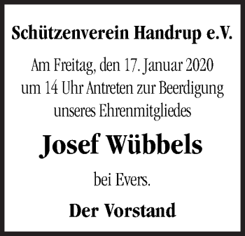 Traueranzeige von Josef Wübbels von Neue Osnabrücker Zeitung GmbH & Co. KG