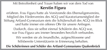Traueranzeige von Kerstin Figura von Neue Osnabrücker Zeitung GmbH & Co. KG