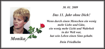 Traueranzeige von Monika  von Neue Osnabrücker Zeitung GmbH & Co. KG