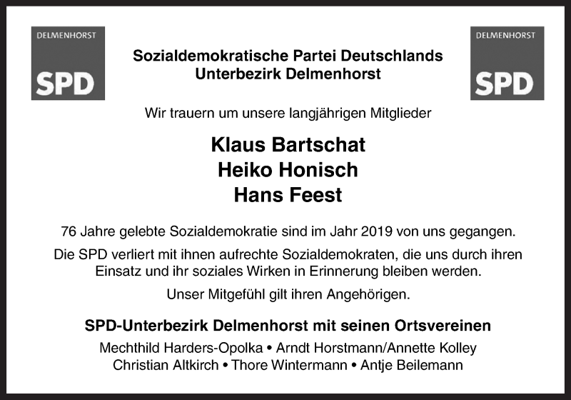 Traueranzeigen Von Sozialdemokratische Partei Deutschlands Trauert Um ...