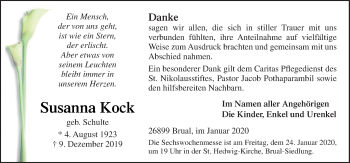 Traueranzeige von Susanna Kock von Neue Osnabrücker Zeitung GmbH & Co. KG