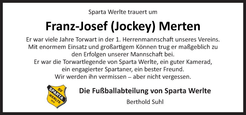  Traueranzeige für Franz-Josef  Merten vom 23.10.2020 aus Neue Osnabrücker Zeitung GmbH & Co. KG