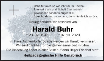 Traueranzeige von Harald Buhr von Neue Osnabrücker Zeitung GmbH & Co. KG