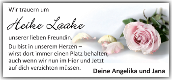 Traueranzeige von Heike Laake von Neue Osnabrücker Zeitung GmbH & Co. KG