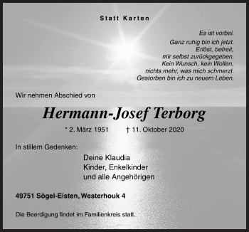 Traueranzeige von Hermann-Josef Terborg von Neue Osnabrücker Zeitung GmbH & Co. KG