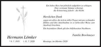 Traueranzeige von Hermann Lömker von Neue Osnabrücker Zeitung GmbH & Co. KG