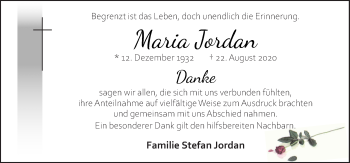 Traueranzeige von Maria Jordan von Neue Osnabrücker Zeitung GmbH & Co. KG