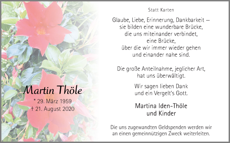  Traueranzeige für Martin Thöle vom 10.10.2020 aus Neue Osnabrücker Zeitung GmbH & Co. KG