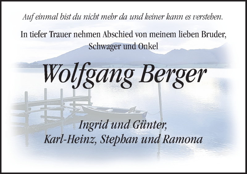  Traueranzeige für Wolfgang Berger vom 21.10.2020 aus Neue Osnabrücker Zeitung GmbH & Co. KG