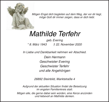 Traueranzeige von Mathilde Terfehr von Neue Osnabrücker Zeitung GmbH & Co. KG