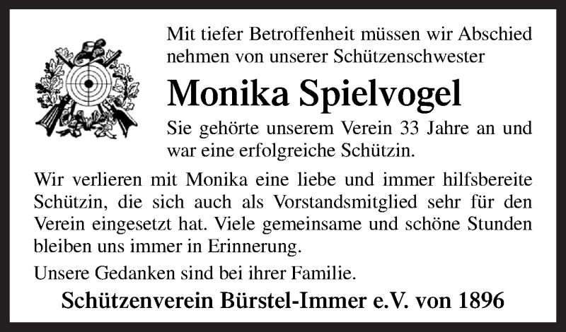  Traueranzeige für Monika Spielvogel vom 23.11.2020 aus Neue Osnabrücker Zeitung GmbH & Co. KG