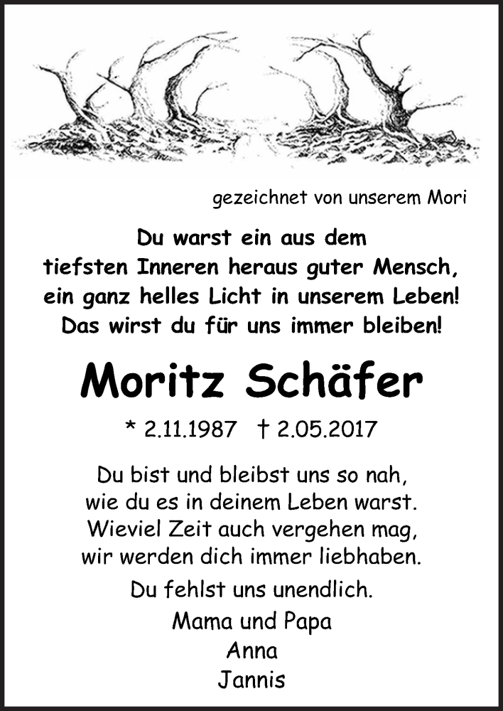  Traueranzeige für Moritz Schäfer vom 02.11.2020 aus Neue Osnabrücker Zeitung GmbH & Co. KG