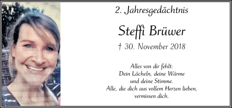  Traueranzeige für Steffi Brüwer vom 30.11.2020 aus Neue Osnabrücker Zeitung GmbH & Co. KG