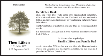 Traueranzeige von Theo Läken von Neue Osnabrücker Zeitung GmbH & Co. KG