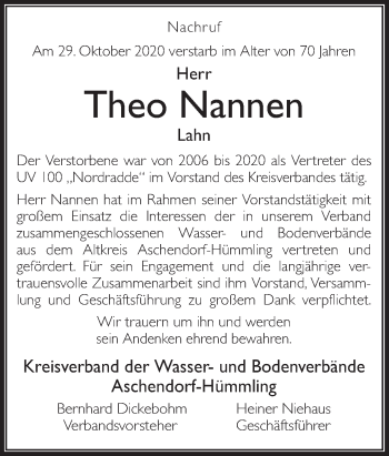 Traueranzeige von Theo Nannen von Neue Osnabrücker Zeitung GmbH & Co. KG