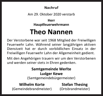 Traueranzeige von Theo Nannen von Neue Osnabrücker Zeitung GmbH & Co. KG