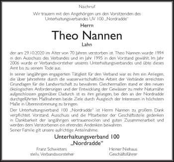 Traueranzeige von Theo Nannen von Neue Osnabrücker Zeitung GmbH & Co. KG