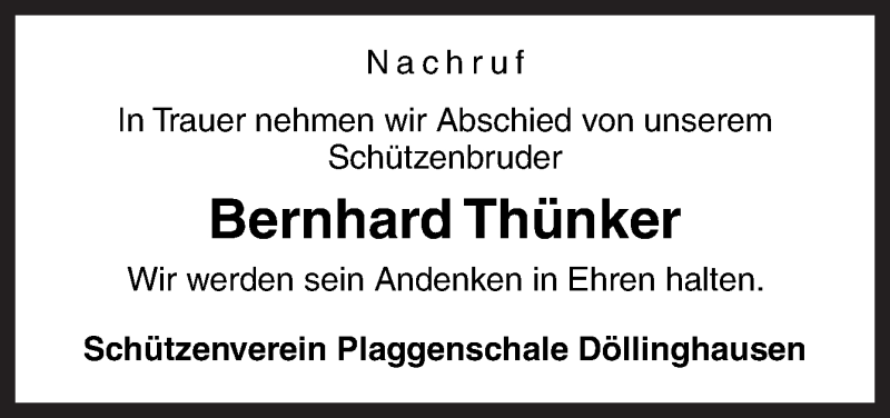  Traueranzeige für Bernhard Thünker vom 22.12.2020 aus Neue Osnabrücker Zeitung GmbH & Co. KG