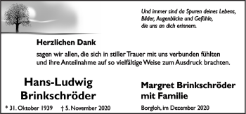 Traueranzeige von Hans-Ludwig Brinkschröder von Neue Osnabrücker Zeitung GmbH & Co. KG