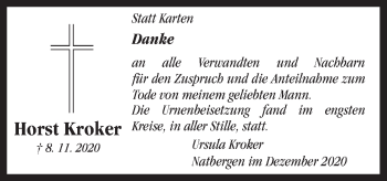 Traueranzeige von Horst Kroker von Neue Osnabrücker Zeitung GmbH & Co. KG
