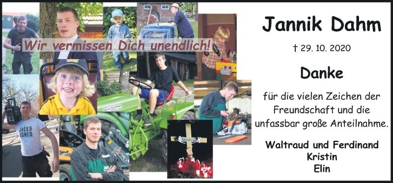  Traueranzeige für Jannik Dahm vom 19.12.2020 aus Neue Osnabrücker Zeitung GmbH & Co. KG