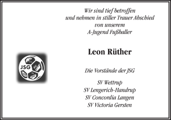 Traueranzeige von Leon Rüther von Neue Osnabrücker Zeitung GmbH & Co. KG