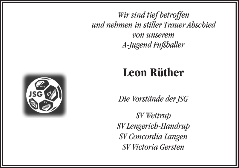  Traueranzeige für Leon Rüther vom 19.12.2020 aus Neue Osnabrücker Zeitung GmbH & Co. KG