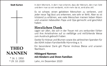 Traueranzeige von Theo Nannen von Neue Osnabrücker Zeitung GmbH & Co. KG