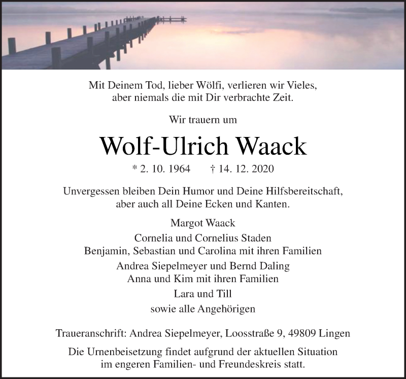  Traueranzeige für Wolf-Ulrich Waack vom 19.12.2020 aus Neue Osnabrücker Zeitung GmbH & Co. KG
