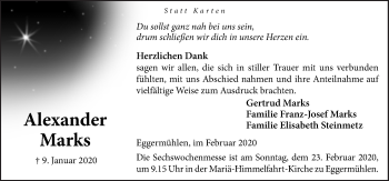 Traueranzeige von Alexander Marks von Neue Osnabrücker Zeitung GmbH & Co. KG