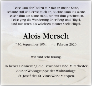 Traueranzeige von Alois Mersch von Neue Osnabrücker Zeitung GmbH & Co. KG