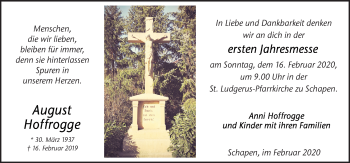 Traueranzeige von August Hoffrogge von Neue Osnabrücker Zeitung GmbH & Co. KG
