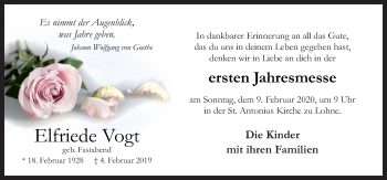 Traueranzeige von Elfriede Vogt von Neue Osnabrücker Zeitung GmbH & Co. KG