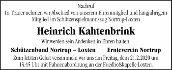 Traueranzeige von Heinrich Kahtenbrink von Neue Osnabrücker Zeitung GmbH & Co. KG