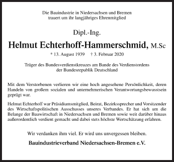 Traueranzeige von Helmut Echterhoff-Hammerschmid von Neue Osnabrücker Zeitung GmbH & Co. KG