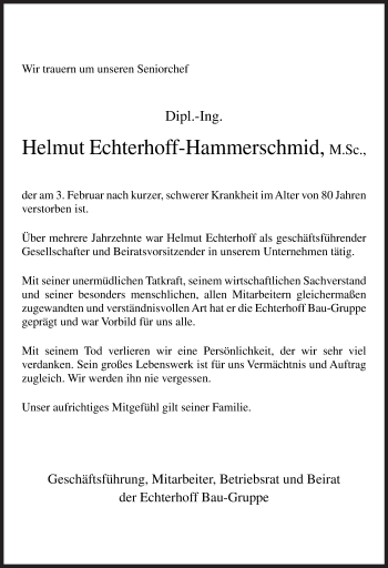 Traueranzeige von Helmut Echterhoff-Hammerschmid von Neue Osnabrücker Zeitung GmbH & Co. KG