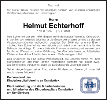 Traueranzeige von Helmut Echterhoff von Neue Osnabrücker Zeitung GmbH & Co. KG