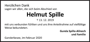 Traueranzeige von Helmut Spille von Neue Osnabrücker Zeitung GmbH & Co. KG