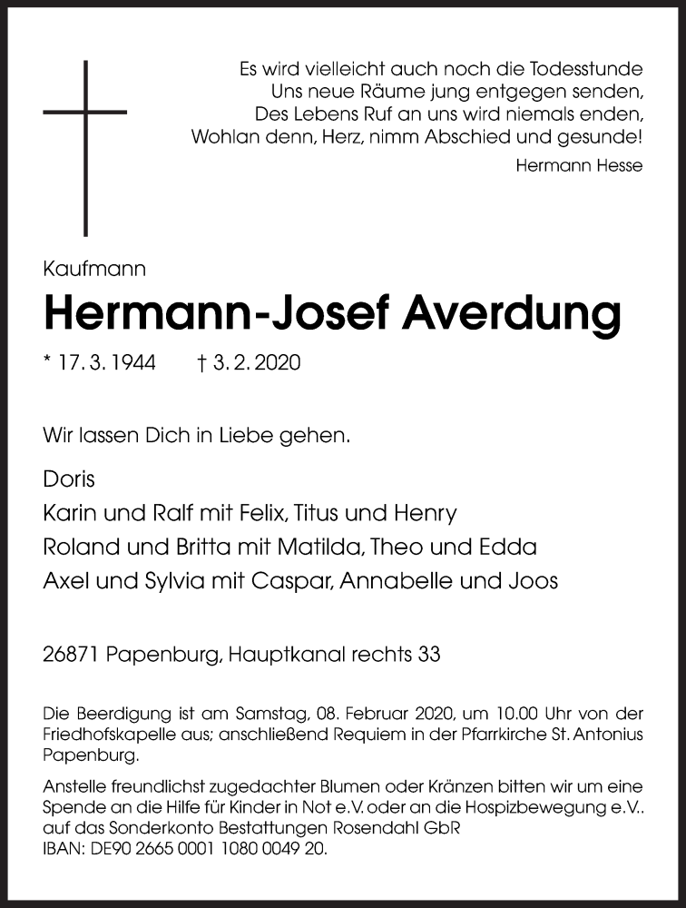  Traueranzeige für Hermann-Josef Averdung vom 06.02.2020 aus Neue Osnabrücker Zeitung GmbH & Co. KG