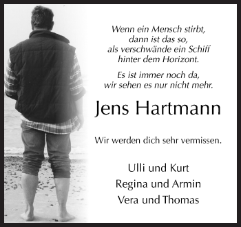Traueranzeige von Jens Hartmann von Neue Osnabrücker Zeitung GmbH & Co. KG