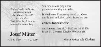 Traueranzeige von Josef Müter von Neue Osnabrücker Zeitung GmbH & Co. KG
